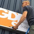 GDS Banner being fitted