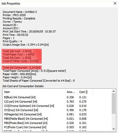 Actual print costs with Canon Accounting Tool